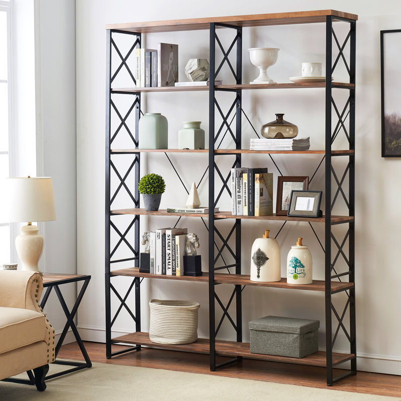 Gracie Oaks Khajag Double Etagere Bookcase & Reviews Wayfair